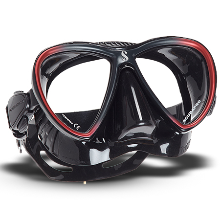 מסיכת Synergy Twin Trufit שחורה, עם מסגרת אדומה