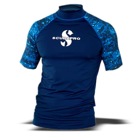 חולצת Rash Guard - גברים, שרוול קצר, כחול