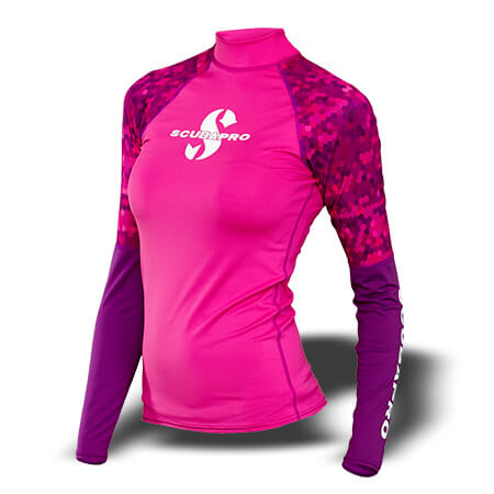 חולצת Rash Guard - נשים, שרוול ארוך, ורוד