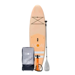 MOAI Beach Vibes SUP 10'6 Dawn Package - ראשית תמונת הסאפ, התיק, משאבה ומצוף