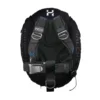 מערכת מאזן כנף Halcyon Deluxe BC System במבט מאחור, עם כנף שחורה, בקפלייט מנירוסטה ורפידות דלוקס אפורות
