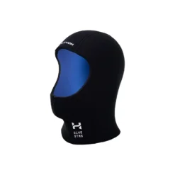 ברדס צלילה Halcyon Neoprene Hood שחור במבט מהצד עם בטנה כחולה