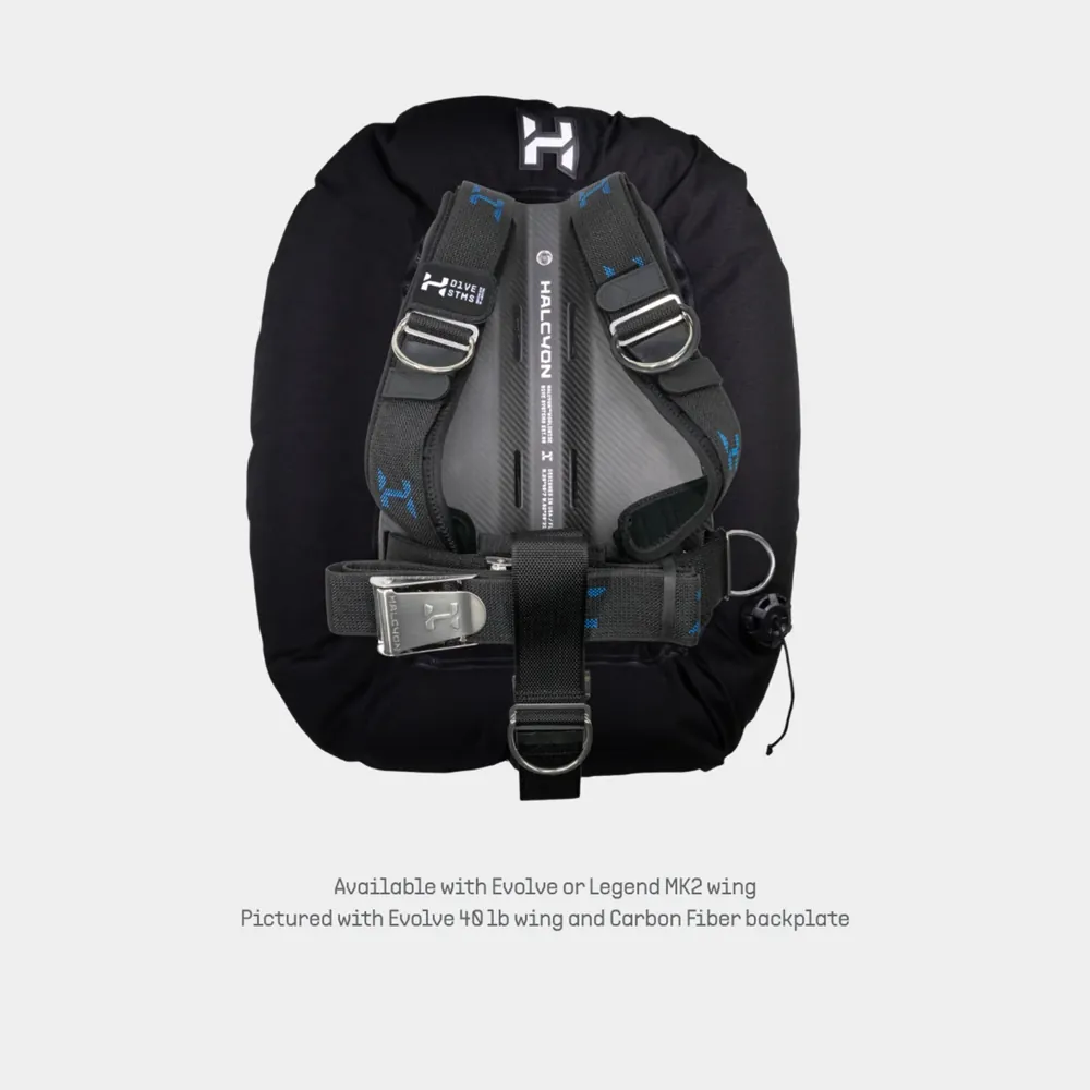 מערכת עם כנף Evolve 40 ליברות ובקפלייט מסיבי פחמן, לצד כיתוב באנגלית על אפשרויות הכנף