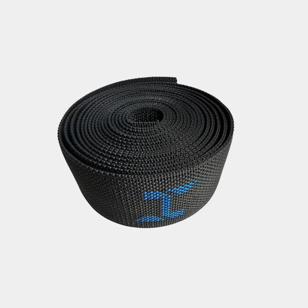 Halcyon Harness Webbing - גליל רצועת רתמה שחורה עם לוגו H כחול