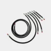 ערכת צינורות לסיידמאונט Halcyon Sidemount Hose Kit עם צינורות שחורים וסימונים אדומים על המחברים
