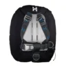 מערכת Halcyon Standard Doubles BC System במבט מאחור, עם כנף שחורה, בקפלייט אלומיניום ורתמה