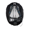 מערכת מאזן כנף Halcyon Standard BC System במבט מאחור עם כנף שחורה, בקפלייט אלומיניום, רתמה ומתאם למכל יחיד