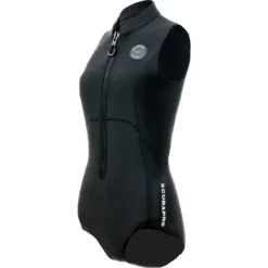 בגד ים לנשים Everflex YULEX Swimsuit 2mm במבט מלפנים, עם רוכסן אנכי וסמל יולקס על החזה