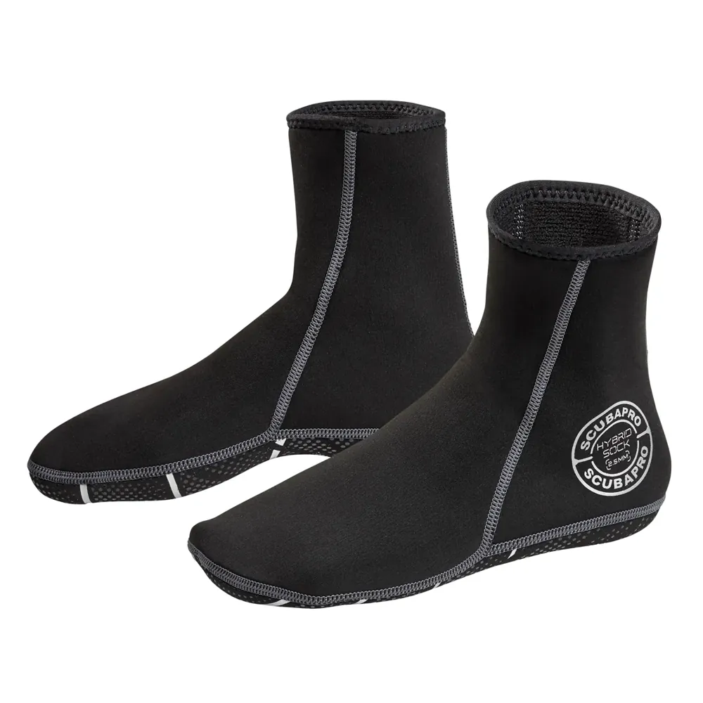 זוג גרבי ניאופרן Hybrid Sock 2.5mm שחורים עם שוליים אפורים