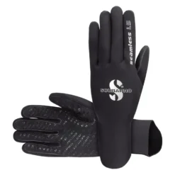 זוג כפפות Seamless 1.5mm שחורות עם הדפס בכף היד