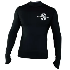חולצת שחייה Swim Rash Guard לגברים בצבע שחור עם לוגו לבן של SCUBAPRO