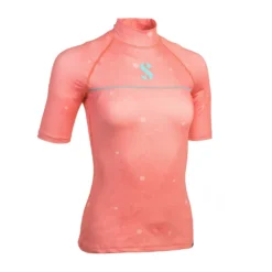 חולצת לייקרה T-Flex UPF 50 Short Sleeve לנשים בוורוד אלמוג, מבט מלפנים